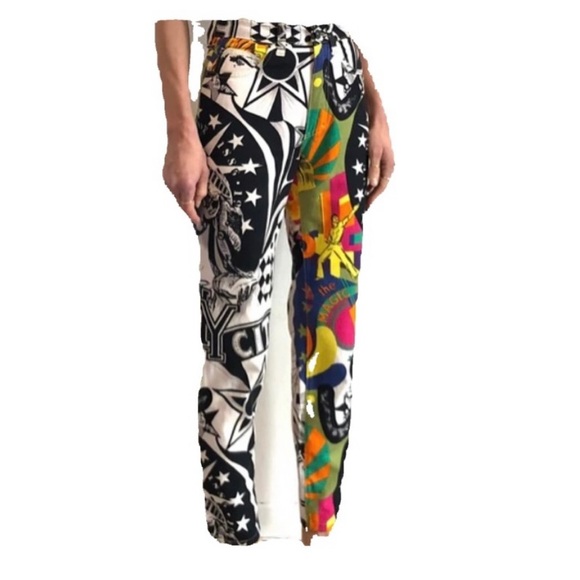 VERSACE COUTURE VINTAGE 1990s JEANS NEW YORK POP ART DESIGN SIZE 30 - Picture 3 of 16